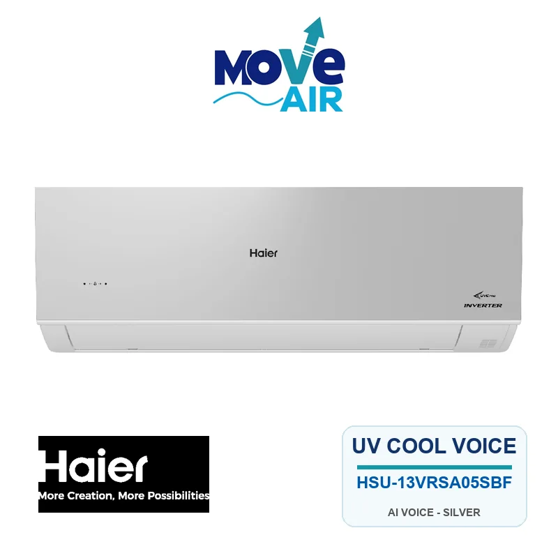 แอร์ติดผนัง Haier 13,000 BTU รุ่น HSU-13VRSA05SBF สีเงิน (WIFI+UV+PM1.0+VOICE CONTROL) Inverter 220 V