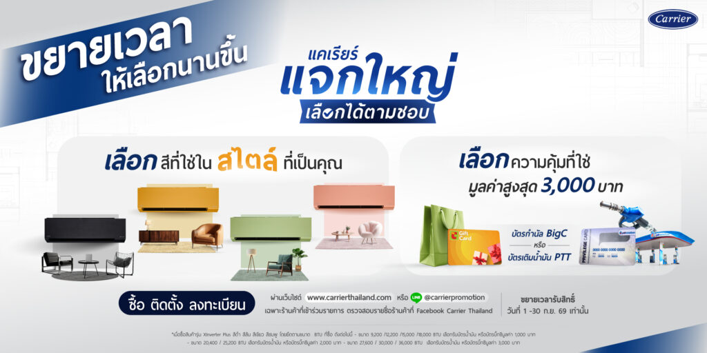 ขยายเวลาโปรโมชั่นแคเรียร์แจกใหญ่ X-Inverter Plus